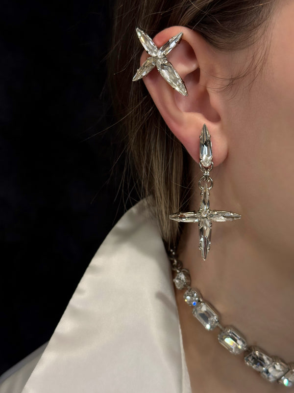Mini Titan Crystal Cross Drop Earrings
