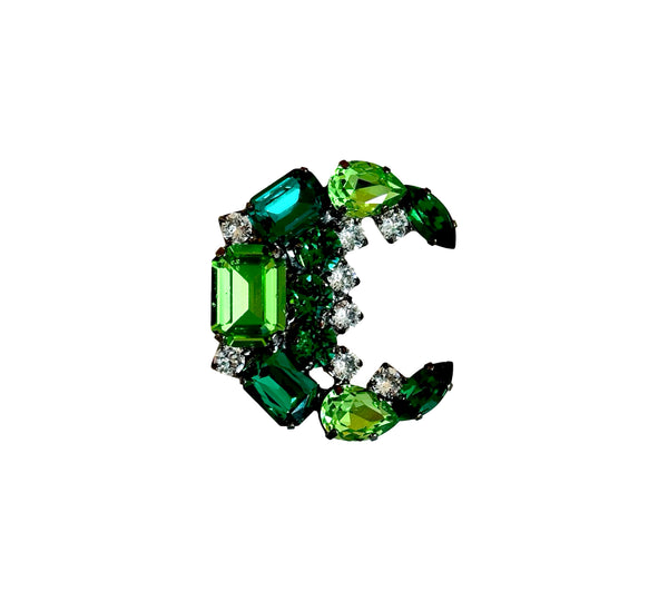 LUNAR DYNASTY - EMERALD CRYSTAL CRESCENT RING