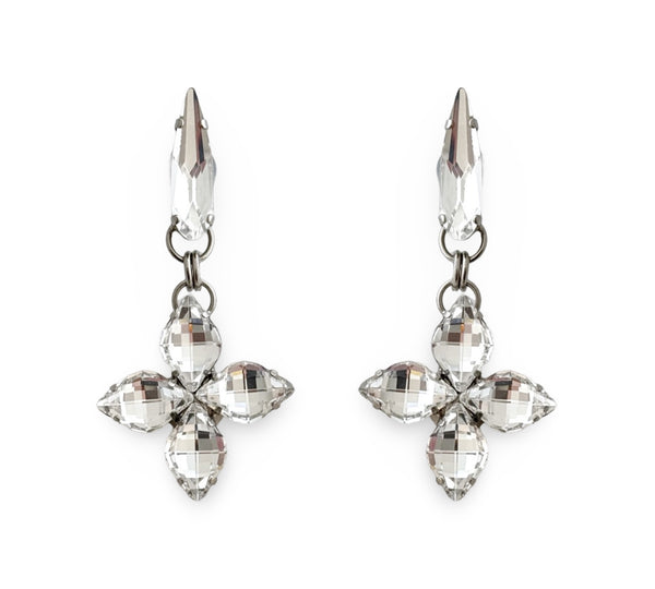 Titan Crystal Flower Cross Drop Earrings