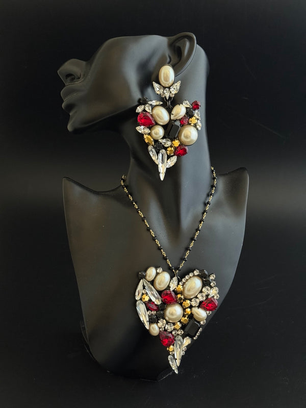 SACRED HEART VINTAGE RUBY NECKLACE