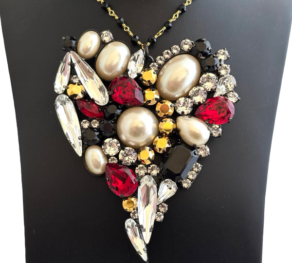 SACRED HEART VINTAGE RUBY NECKLACE