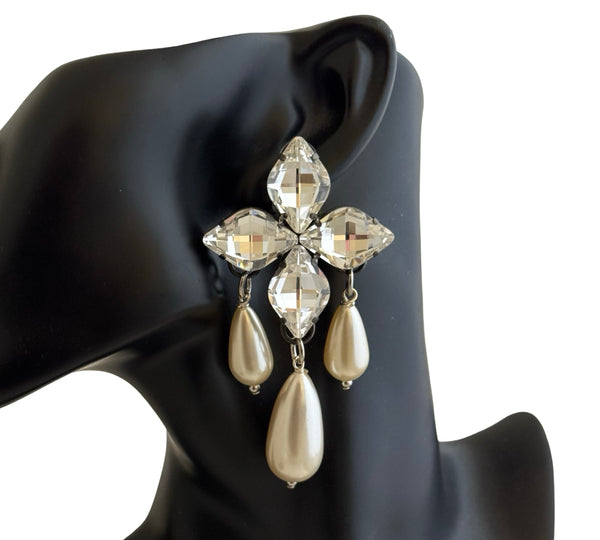 LA CROIX FLOWER PEARL DROP EARRINGS