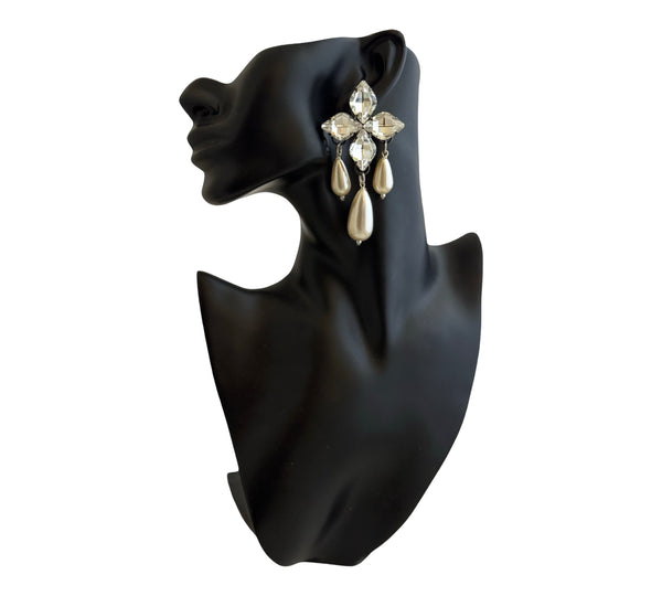 LA CROIX FLOWER PEARL DROP EARRINGS