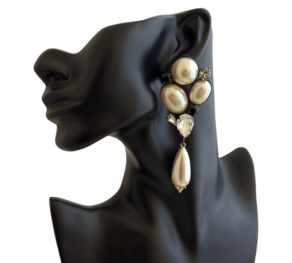SACRED HEART CLUSTER PEARL EARRINGS