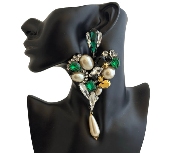 SACRED HEART VINTAGE EMERALD EARRINGS