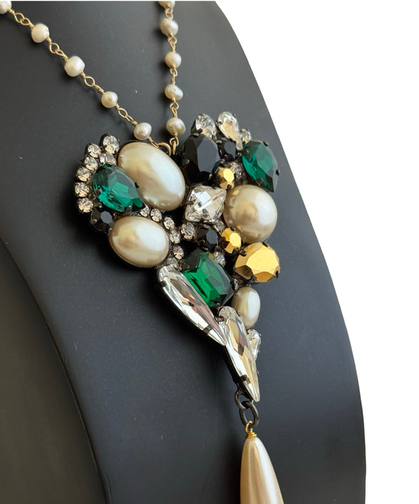 SACRED HEART VINTAGE EMERALD NECKLACE