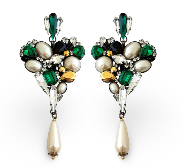 SACRED HEART VINTAGE EMERALD EARRINGS