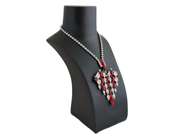MUSE DYNASTY ANGEL HEART SMALL RUBY & CRYSTAL NECKLACE