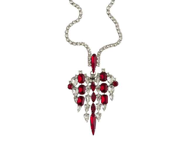 MUSE DYNASTY ANGEL HEART SMALL RUBY & CRYSTAL NECKLACE
