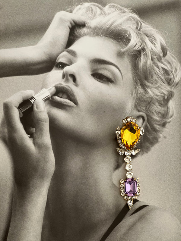 DYNASTY OSCAR CITRINE LAVENDER EARRINGS