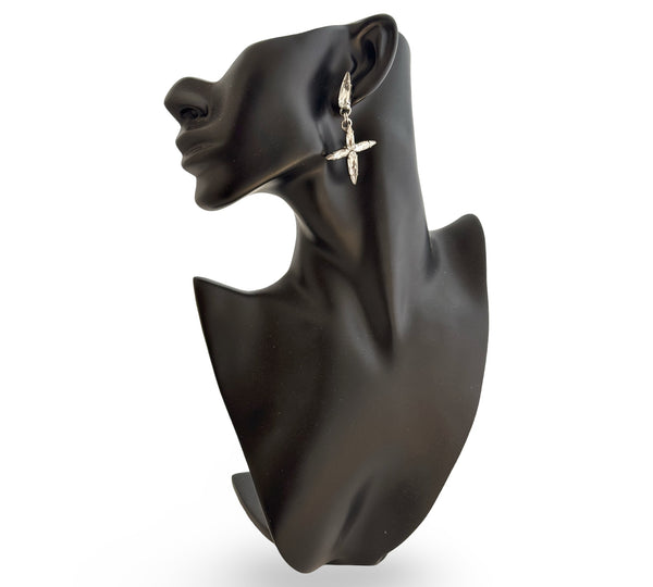 Mini Titan Crystal Cross Drop Earrings
