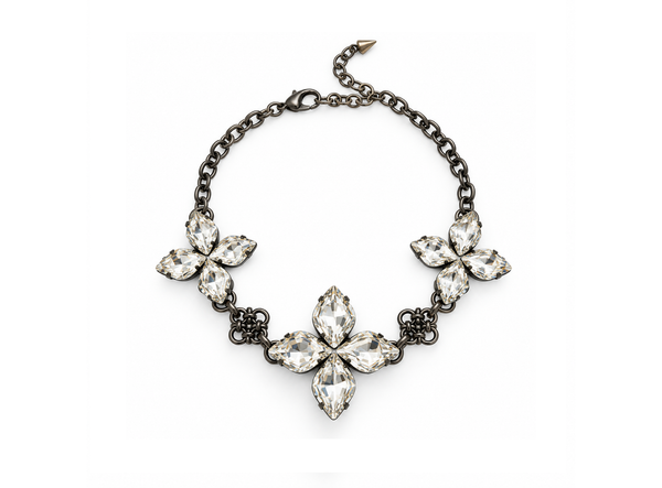 CRYSTAL FLOWER CROSS CHOKER - SS26OC