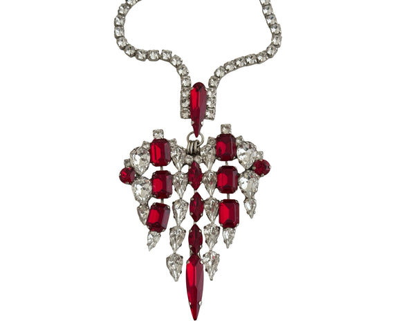 MUSE DYNASTY ANGEL HEART SMALL RUBY & CRYSTAL NECKLACE