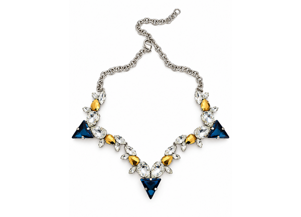 CRYSTAL MIDNIGHT SAPPHIRE TRINITY NECKLACE - SS26OC