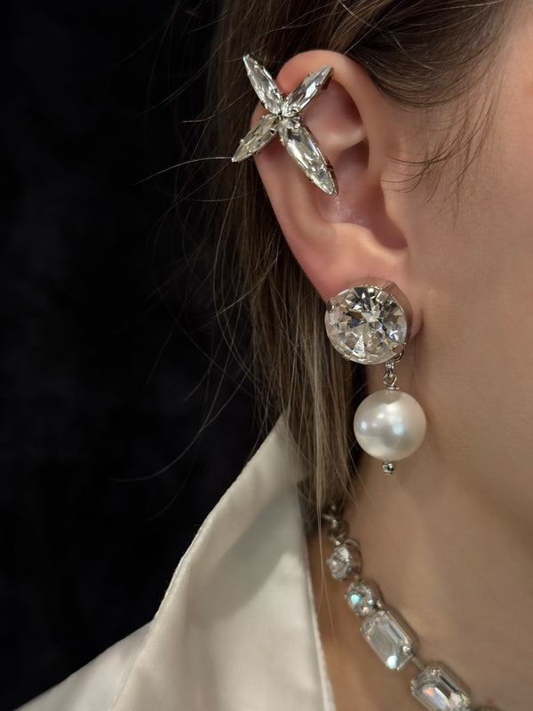 Titan Crystal & Pearl Drop Earrings