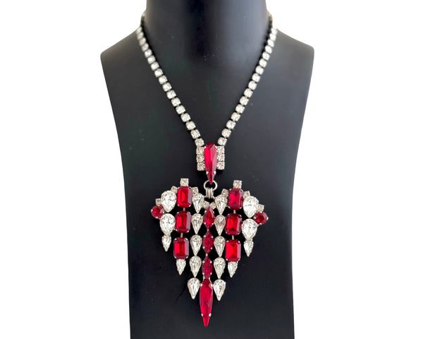 MUSE DYNASTY ANGEL HEART SMALL RUBY & CRYSTAL NECKLACE