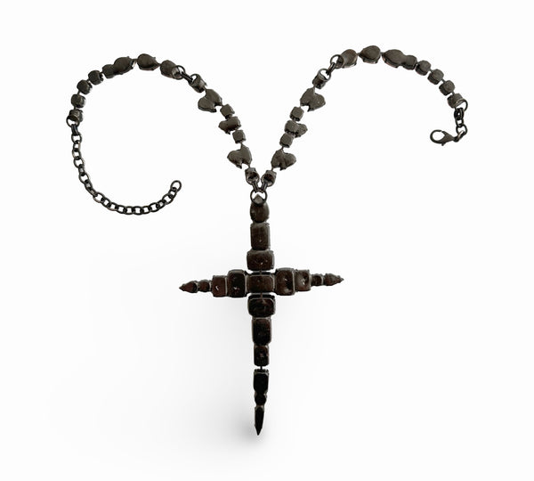 Gunmetal Ruby La Croix Necklace - MSS
