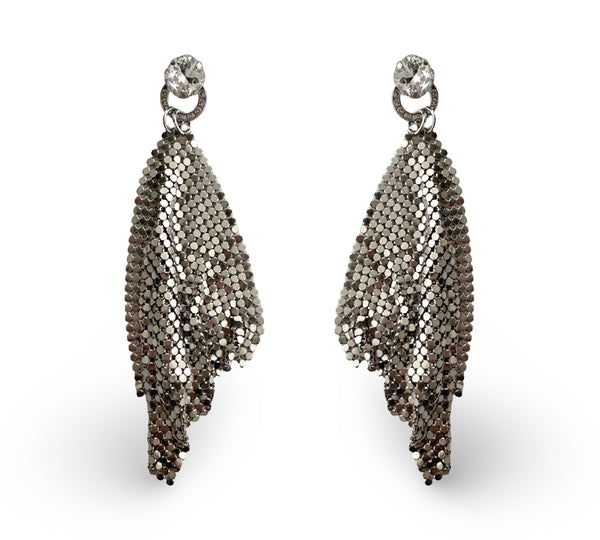 Metal Mesh Silver Drop Earrings II - MSS