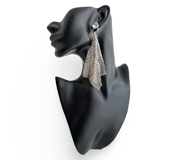 Metal Mesh Silver Drop Earrings II - MSS
