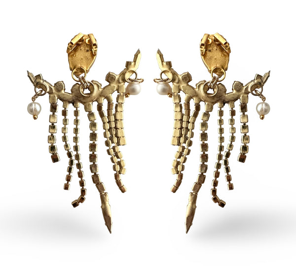 Gold Fringe Chandelier Earrings - MSS