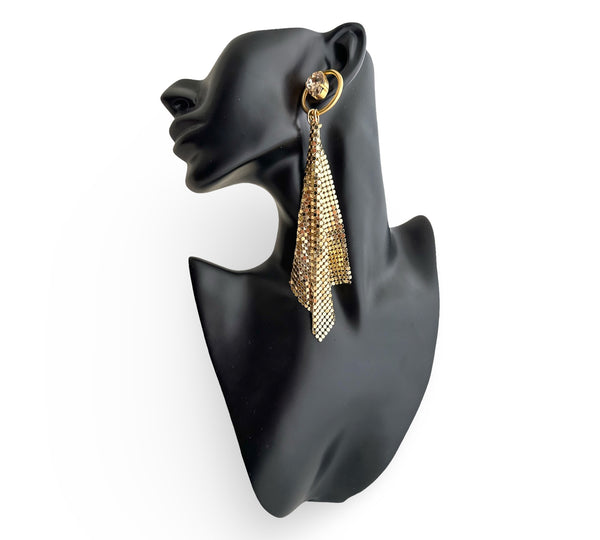 Metal Mesh Gold Drop Earrings II - MSS