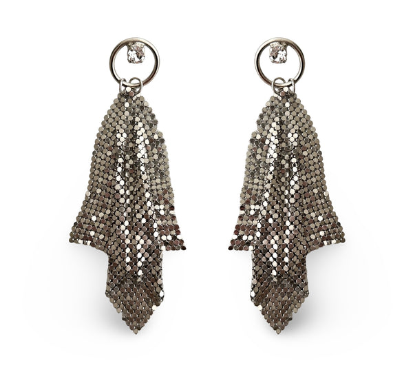 Metal Mesh Silver Drop Earrings - MSS
