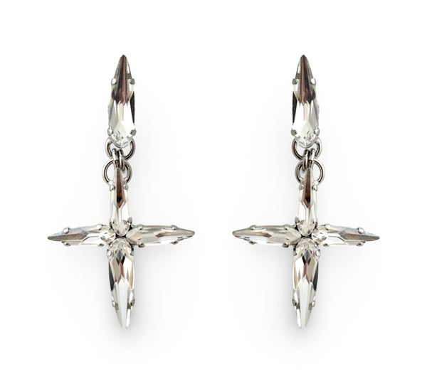 Mini Titan Crystal Cross Drop Earrings