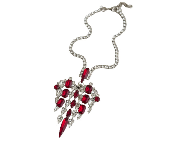 MUSE DYNASTY ANGEL HEART SMALL RUBY & CRYSTAL NECKLACE