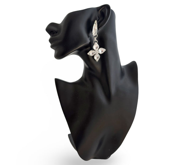 Titan Crystal Flower Cross Drop Earrings