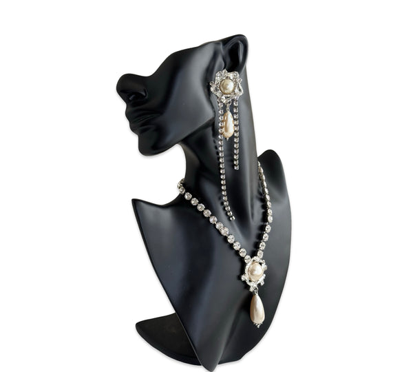 Crystal Pearl Universe - Galaxy Flower Comet Earrings