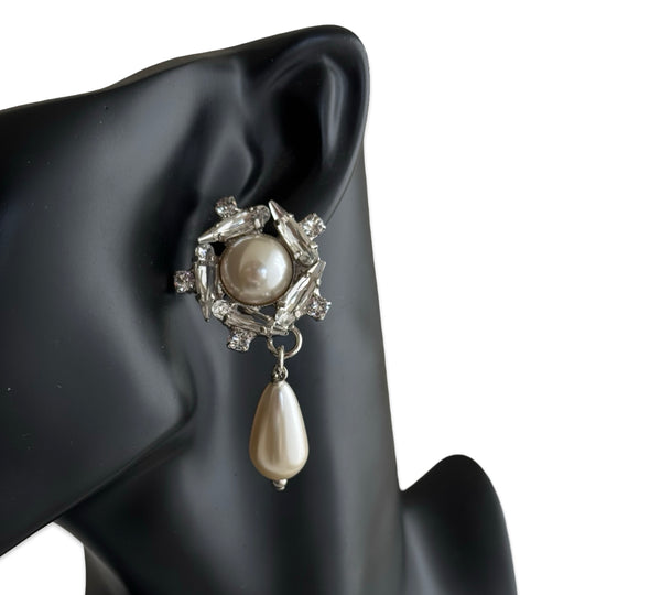 Crystal Pearl Universe - Galaxy Flower Stud & Pearl Drop