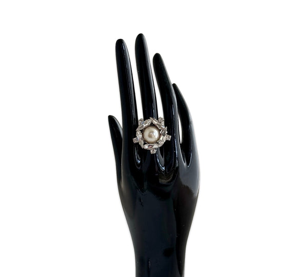 Crystal Pearl Universe - Galaxy Flower Ring