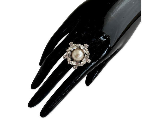 Crystal Pearl Universe - Galaxy Flower Ring