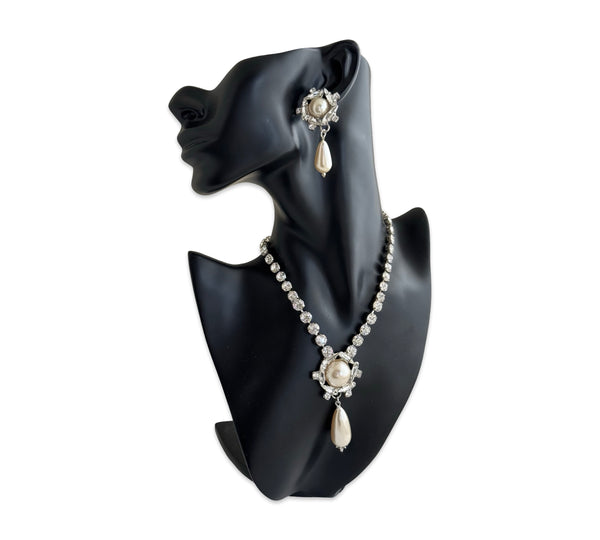 Crystal Pearl Universe - Galaxy Flower Stud & Pearl Drop