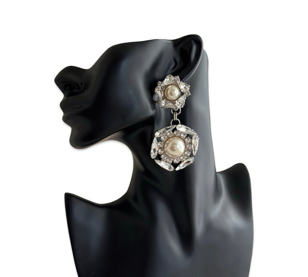Crystal Pearl Universe - Galaxy Flower Nebula Earrings