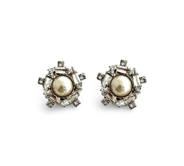 Crystal Pearl Universe - Galaxy Flower Stud