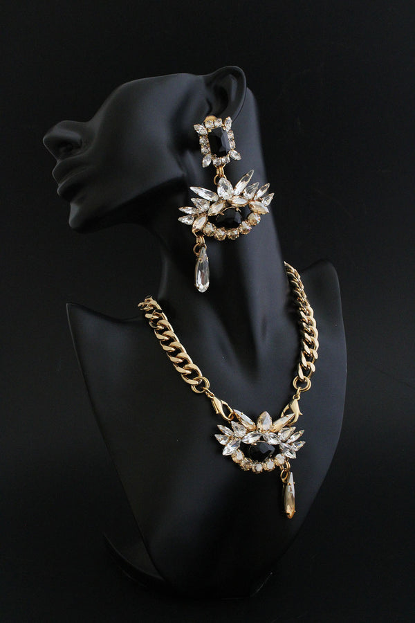 LUMIERE DYNASTY GOLD CRYSTAL EYE NECKLACE