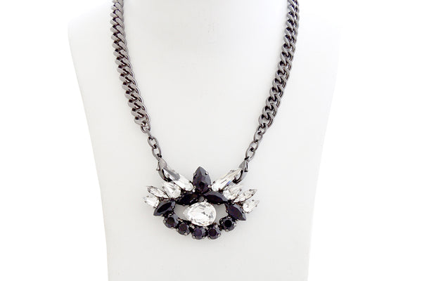 LUMIERE DYNASTY JET CRYSTAL EYE NECKLACE