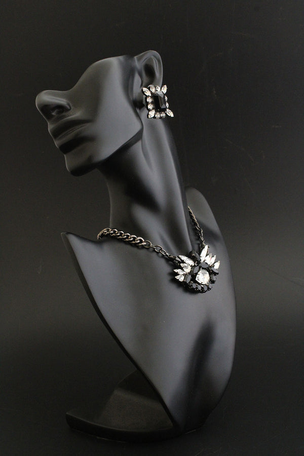 LUMIERE DYNASTY JET CRYSTAL EYE NECKLACE