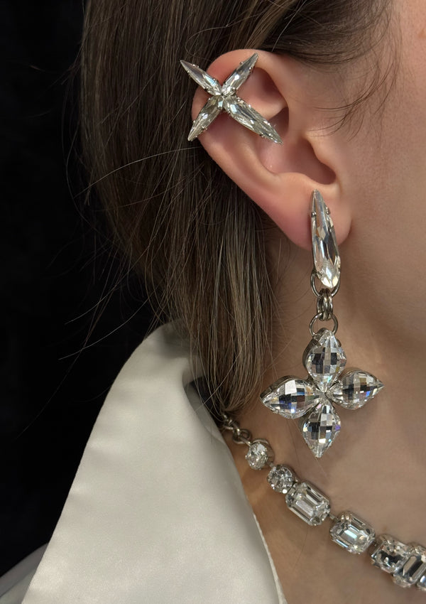 Titan Crystal Flower Cross Drop Earrings