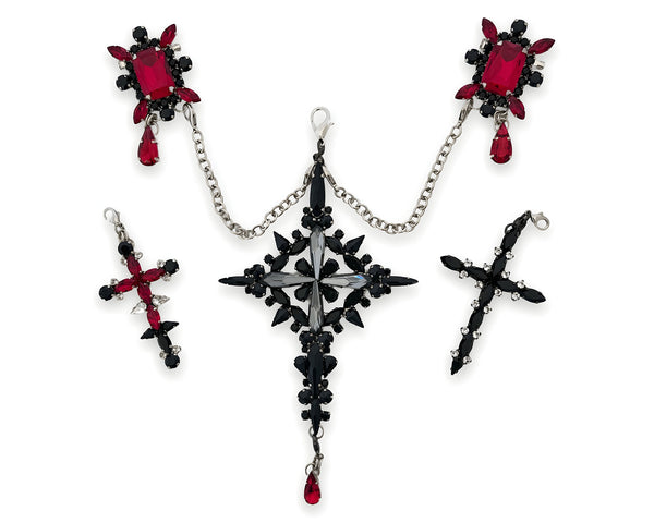 La Croix Dynasty Midnight Ruby Crucifix with Brooches