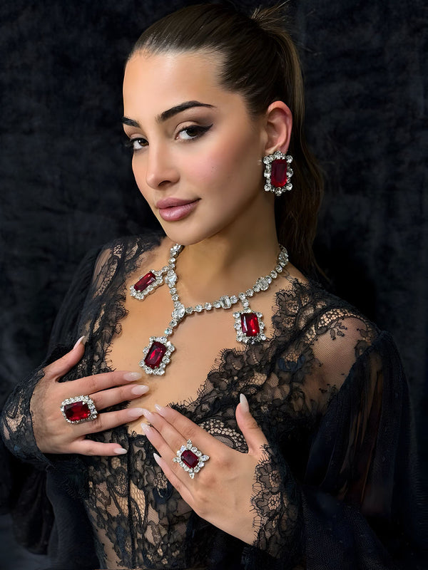 Dynasty Amelia Jet & Crystal Necklace
