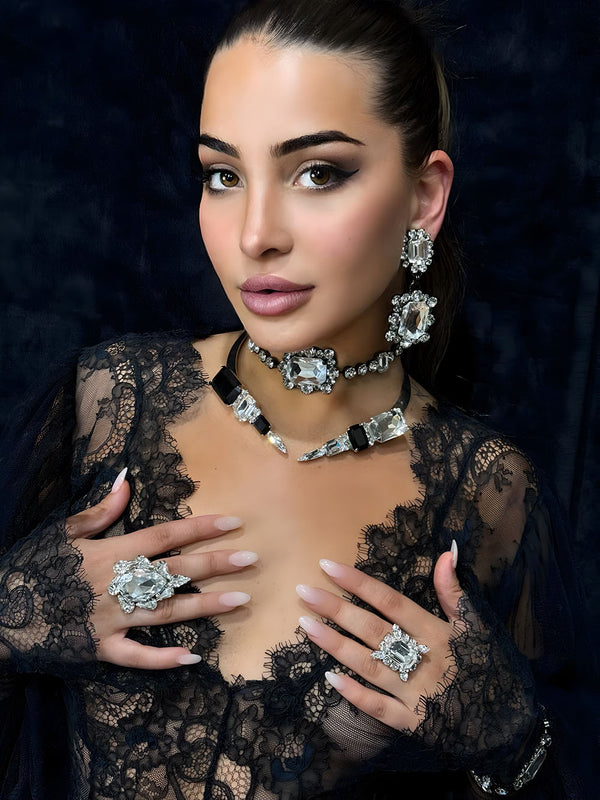Dynasty Diana Champagne & Crystal Choker