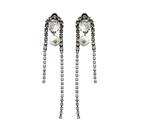 Tribalism Evelyn Pearl & Crystal Earrings