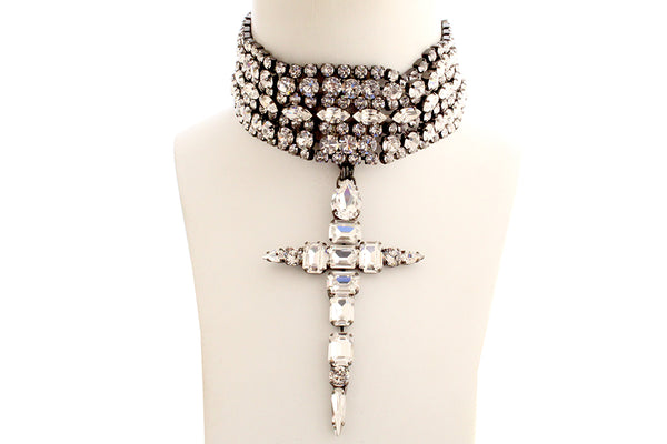 La Croix Dynasty Crystal Crucifix Choker