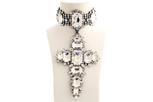 La Croix Dynasty Queen Crystal Crucifix Choker