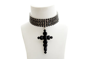 La Croix Dynasty Jet Crucifix Choker