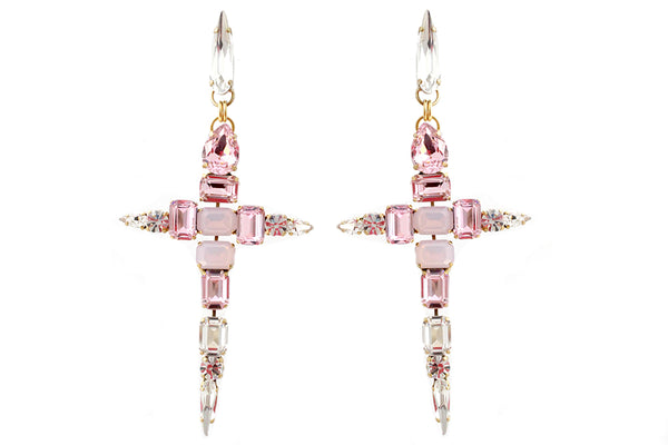 La Croix Crystal Barbie Cross Earrings