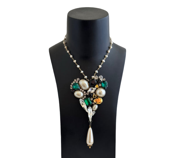 SACRED HEART VINTAGE EMERALD NECKLACE