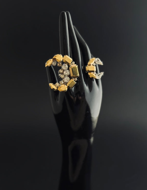 LUNAR DYNASTY - AURUM CRYSTAL CRESCENT RING